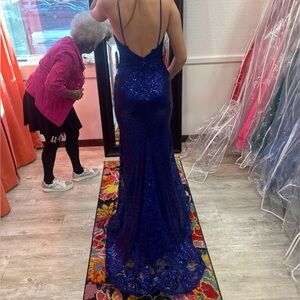 Ellie Wilde Strapless Blue prom dress